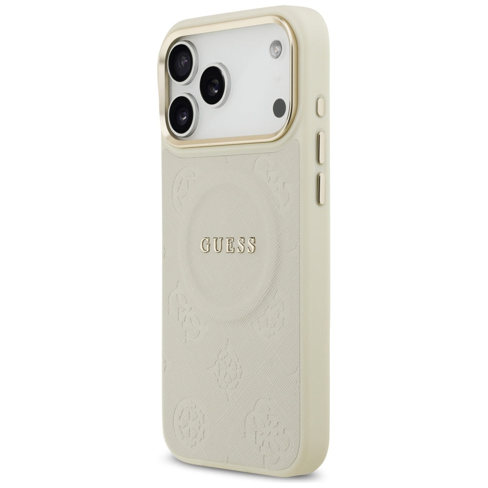 MagSafe Case for Apple iPhone 17 Pro Max, Guess, Peony Hot Stamp, Beige