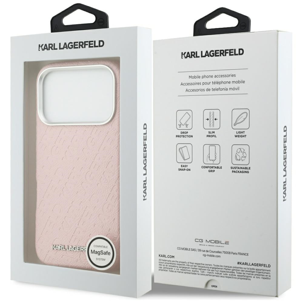 MagSafe Case for Apple iPhone 17 Pro Max, Karl Lagerfeld, FW Stamped Karl, Pink