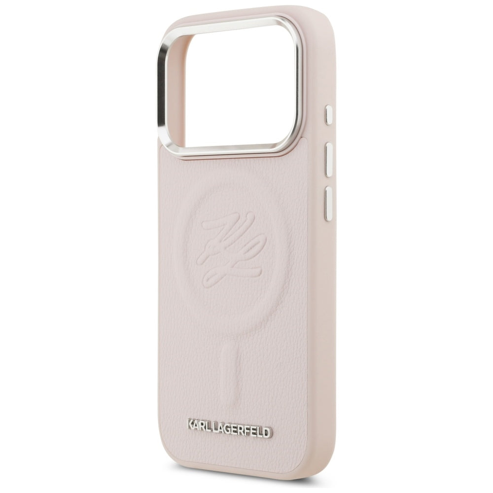 MagSafe Case for Apple iPhone 17 Pro Max, Karl Lagerfeld, Initial & Metal Logo, Pink