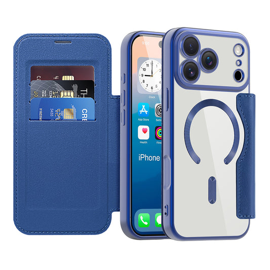MagSafe Case for Apple iPhone 17 Pro, Techsuit, SmartMag Book, Blue