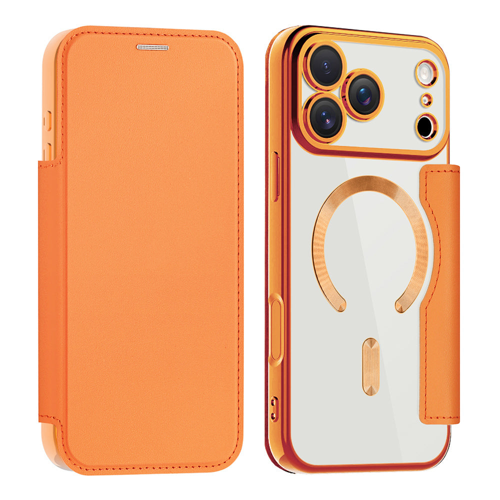 MagSafe Case for Apple iPhone 17 Pro, Techsuit, SmartMag Book, Orange