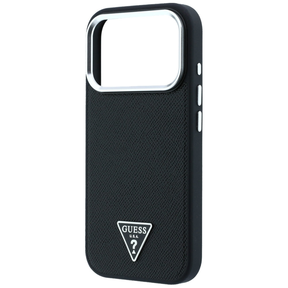 MagSafe Case for Apple iPhone 18 Pro / 17 Pro, Guess, Grained Triangle Logo, Black