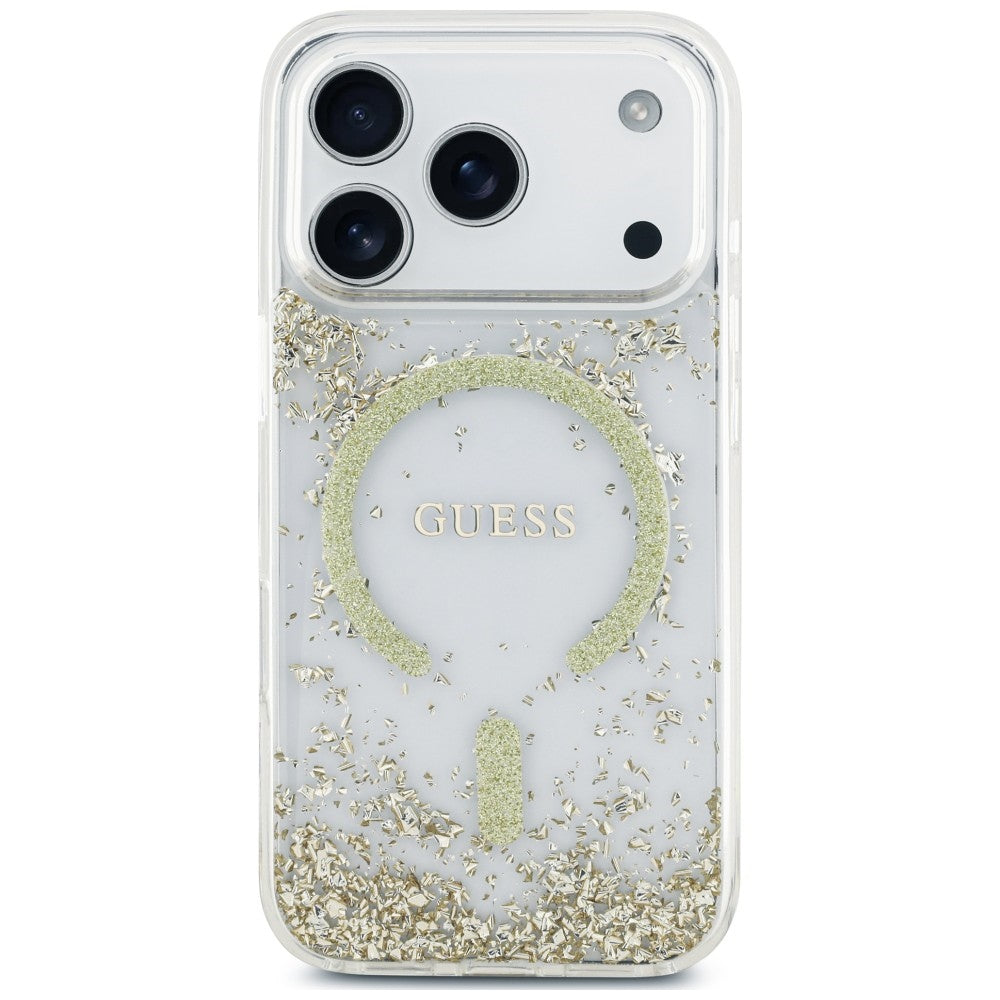 MagSafe Case for Apple iPhone 18 Pro / 17 Pro, Guess, Resin Bottom Glitter, Gold