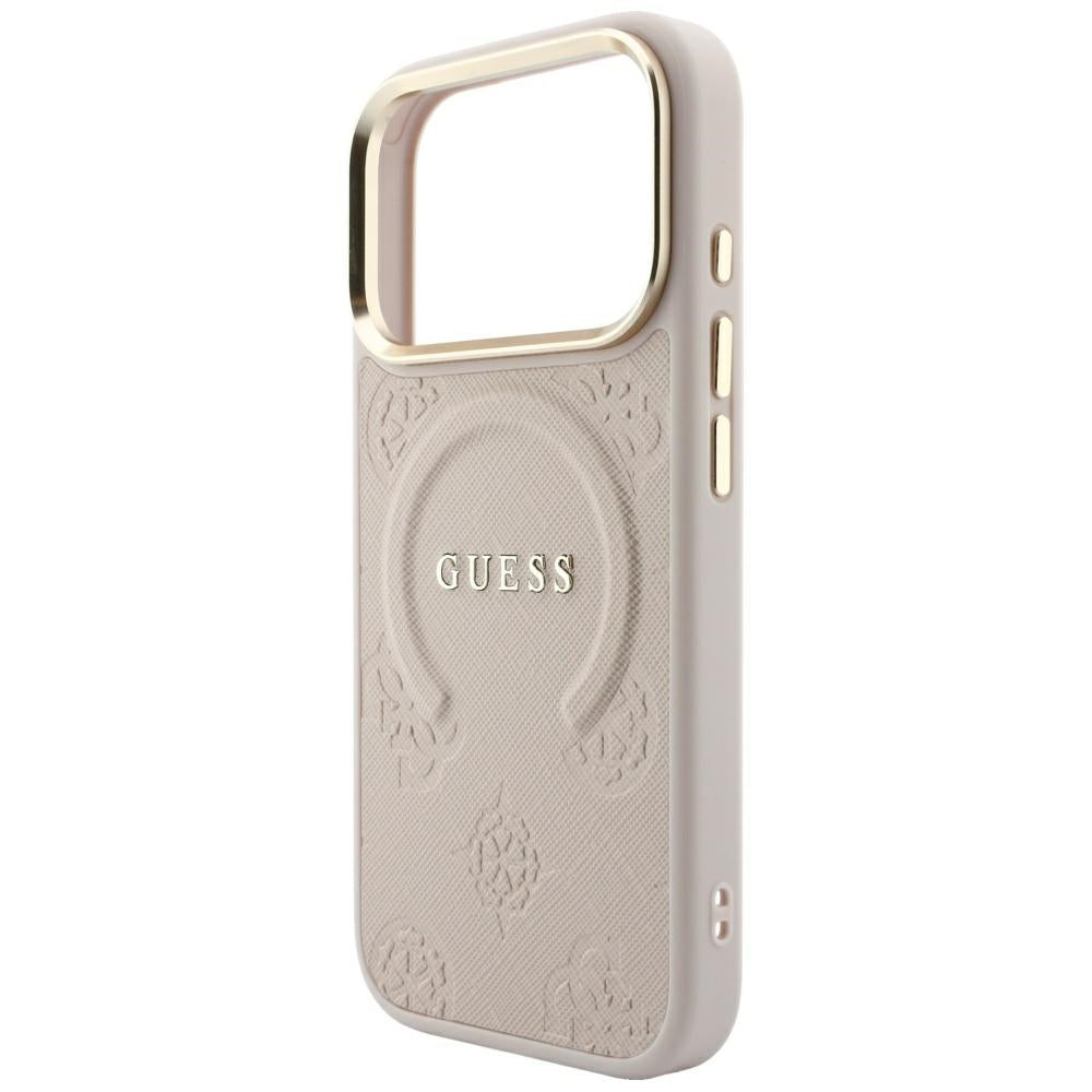 MagSafe Case for Apple iPhone 18 Pro / 17 Pro, Guess, Saffiano Peony Ring, Pink