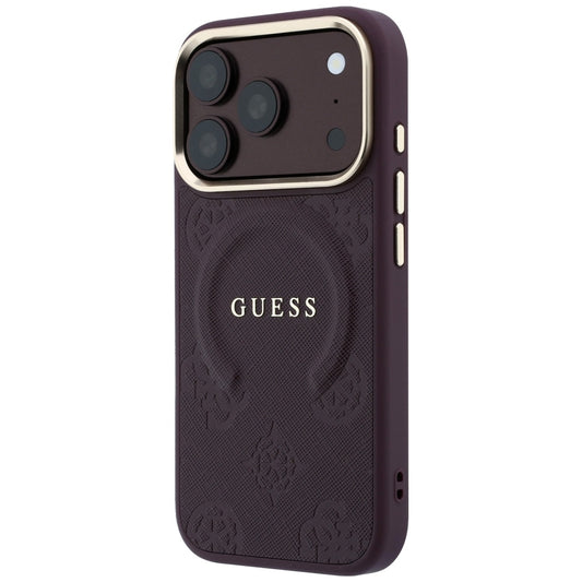 MagSafe Case for Apple iPhone 18 Pro / 17 Pro, Guess, Saffiano Peony Ring, Burgundy