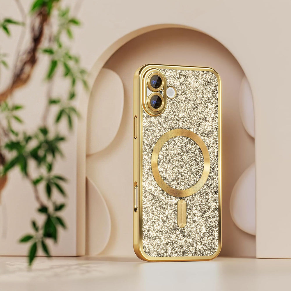 MagSafe Case for Apple iPhone 18 Pro / 17 Pro, Techsuit, Luxury Glitter, Dark Blue