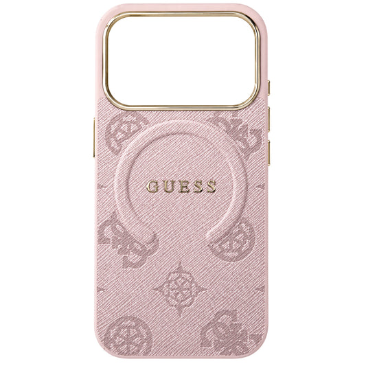 MagSafe Case for Apple iPhone 18 Pro Max / 17 Pro Max, Guess, 4G Embossed Ring Classic Logo, Pink