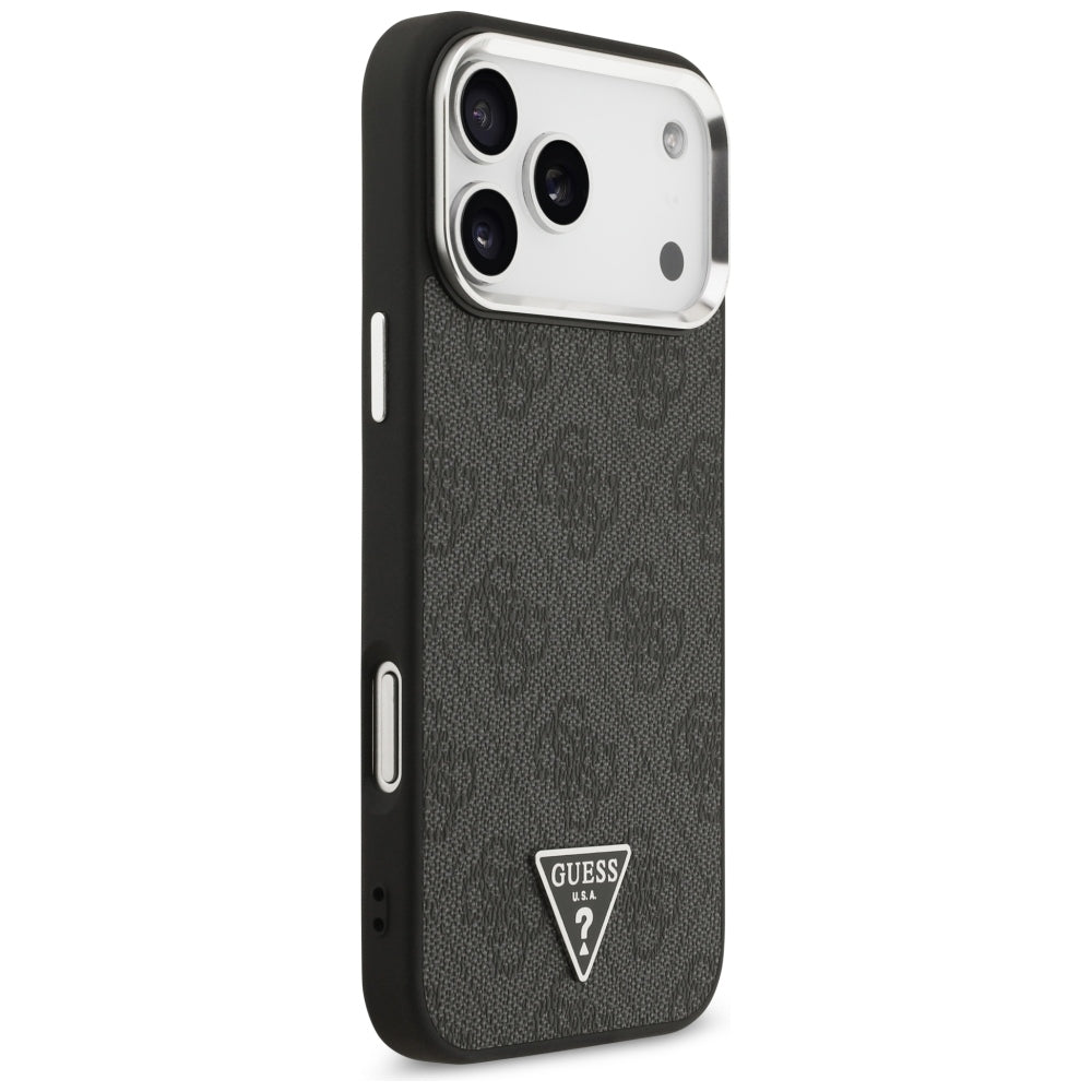 MagSafe Case for Apple iPhone 18 Pro Max / 17 Pro Max, Guess, 4G Triangle Logo, Black Silver