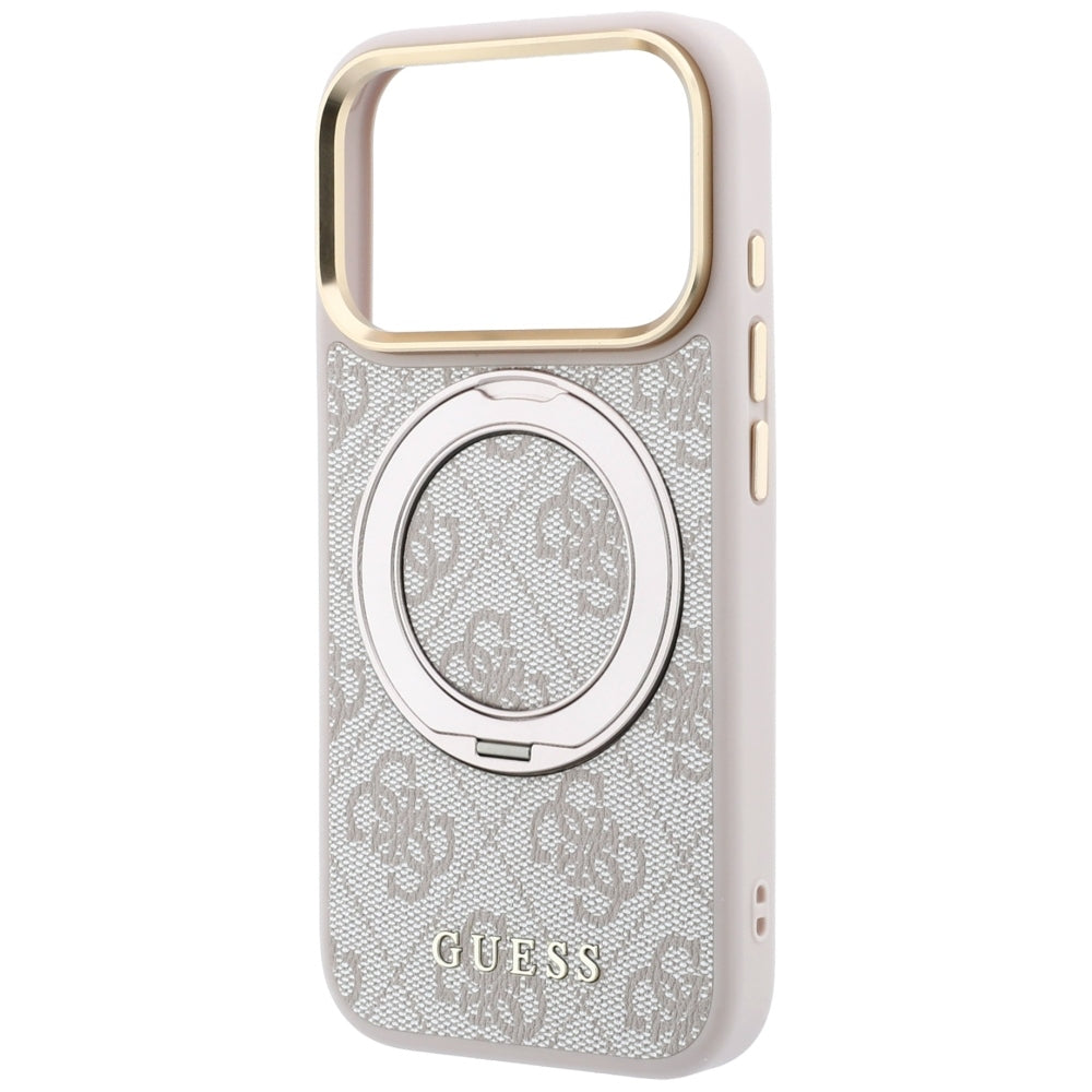 MagSafe Case for Apple iPhone 18 Pro Max / 17 Pro Max, Guess, Ring Stand Classic Logo, Pink