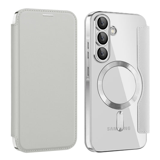 MagSafe Case for Samsung Galaxy A57 5G, Techsuit, SmartMag Book, Gray