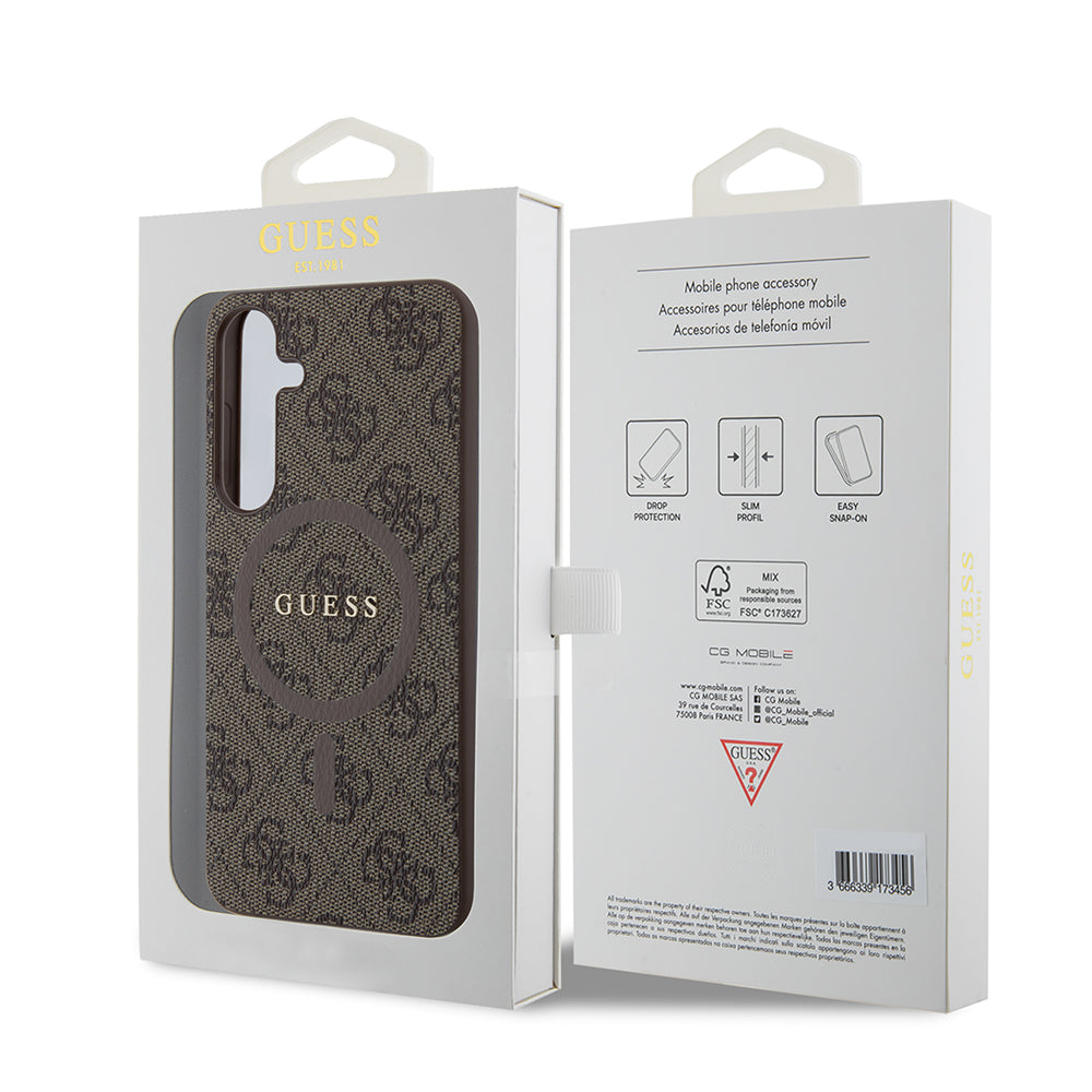 MagSafe Case for Samsung Galaxy S24+ S926, Guess, 4G Collection, Brown