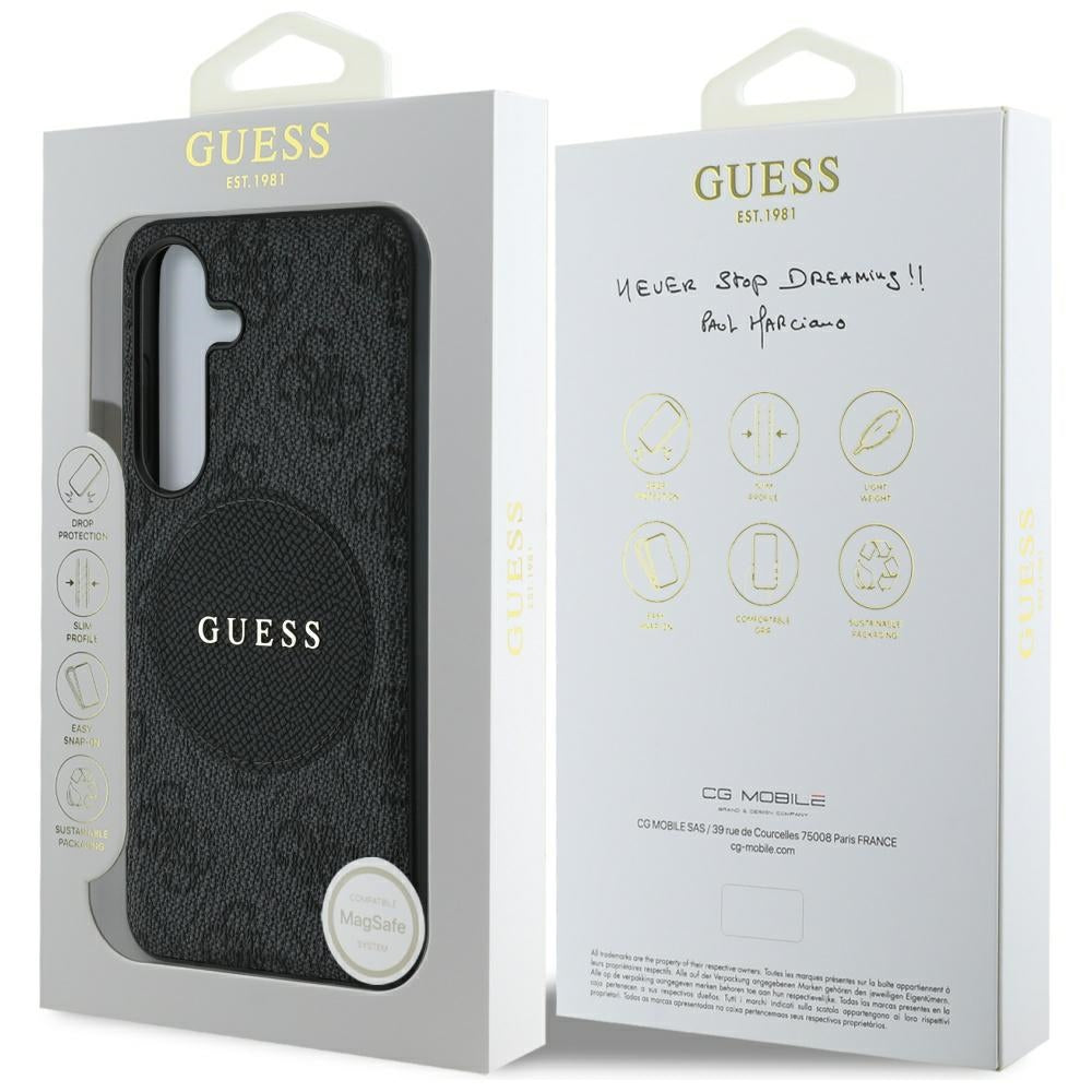MagSafe Case for Samsung Galaxy S25 S931, Guess, 4G Circle Classic Logo, Black