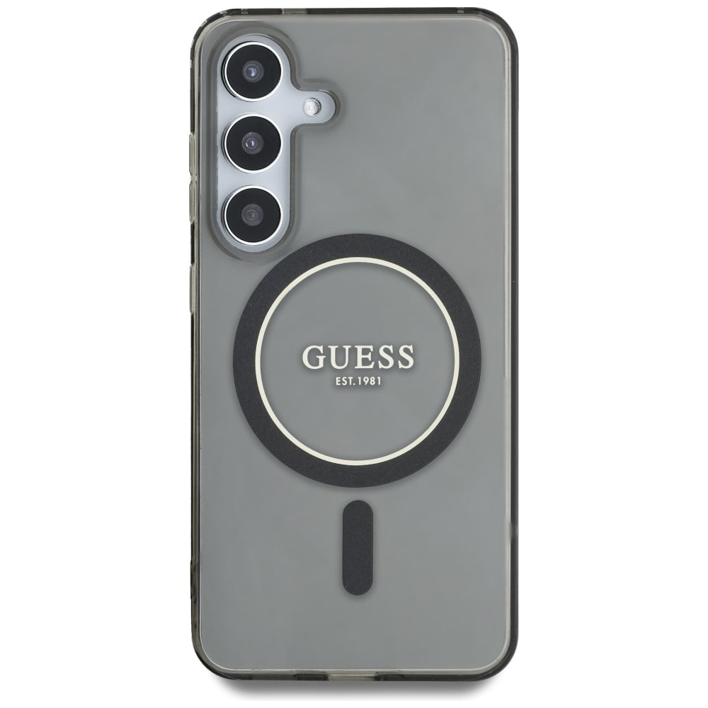 MagSafe Case for Samsung Galaxy S25 S931, Guess, IML Glitter Circle, Black