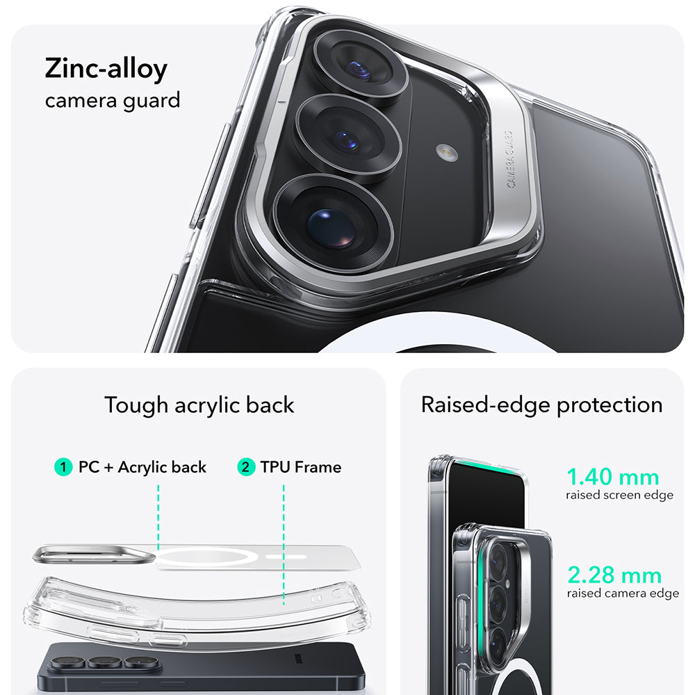 MagSafe Case for Samsung Galaxy S26 S942, ESR, Classic Hybrid Kickstand, Transparent