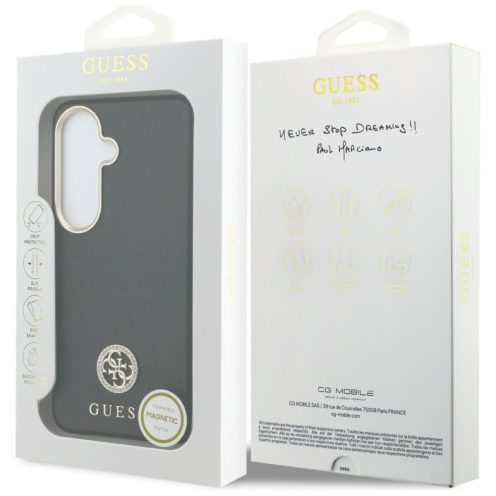 MagSafe Case for Samsung Galaxy S26 Plus S947, Guess, Rhinestone Round Logo, Black
