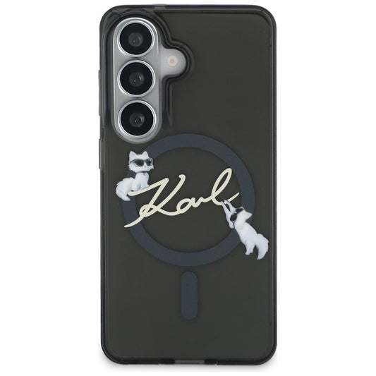 MagSafe Case for Samsung Galaxy S26 Plus S947, Karl Lagerfeld, IML Choupette Karl Script Logo, Black