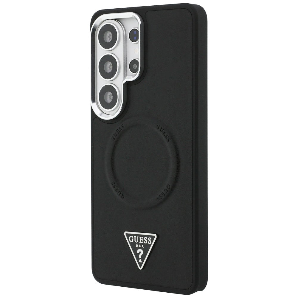 MagSafe Case for Samsung Galaxy S26 Ultra S948, Guess, Embossed Ring Triangle Logo, Black