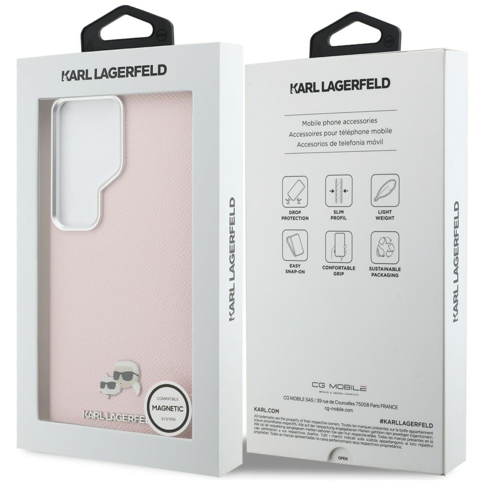 MagSafe Case for Samsung Galaxy S26 Ultra S948, Karl Lagerfeld, Karl & Choupette Head's Pin, Pink