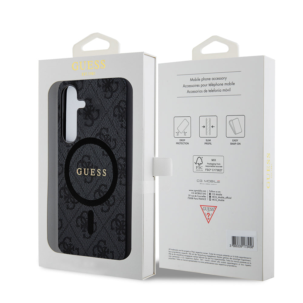 MagSafe Case for Samsung Galaxy Z Flip7 F766, Guess, 4G Collection, Black