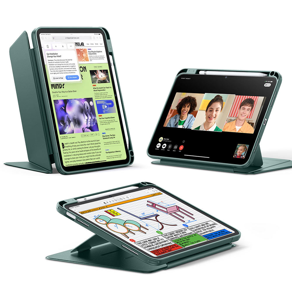 Case for Apple iPad (2025) / (2022), ESR, Flip Hybrid with Pencil Holder, Green