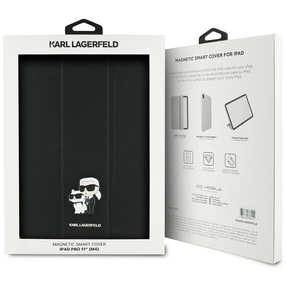 Case for Apple iPad Pro 11 (2024), Karl Lagerfeld, Saffiano Karl & Choupette, Black.