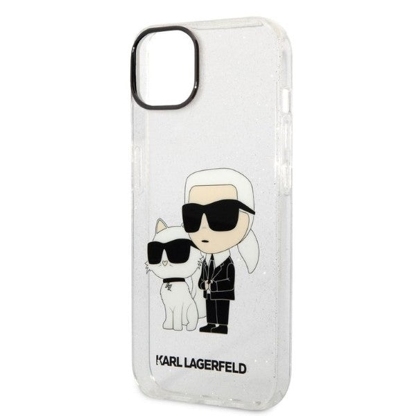Case for Apple iPhone 14 Plus, Karl Lagerfeld, Glitter Karl & Choupette, Transparent