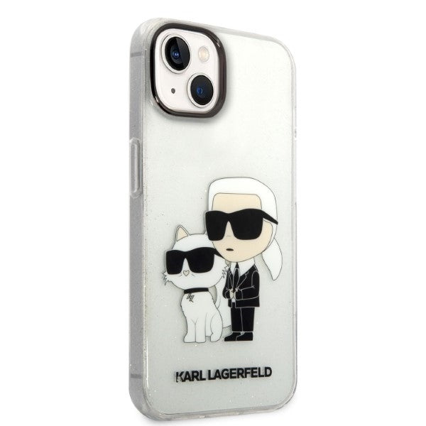 Case for Apple iPhone 14 Plus, Karl Lagerfeld, Glitter Karl & Choupette, Transparent