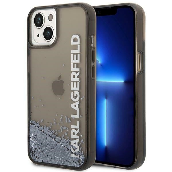 Case for Apple iPhone 14 Plus, Karl Lagerfeld, Liquid Glitter KL Logo, Black