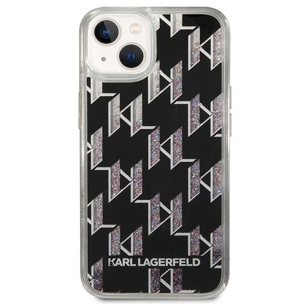 Case for Apple iPhone 14 Plus, Karl Lagerfeld, Liquid Glitter Monogram, Black