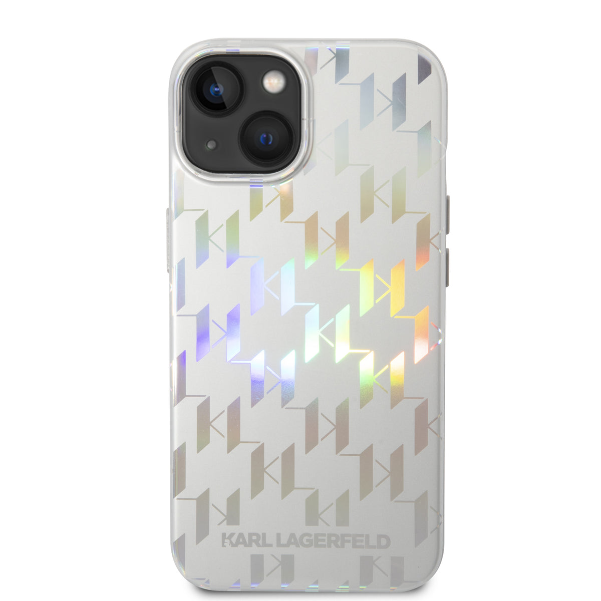 Case for Apple iPhone 14 Plus, Karl Lagerfeld, Monogram Iridescent, Silver