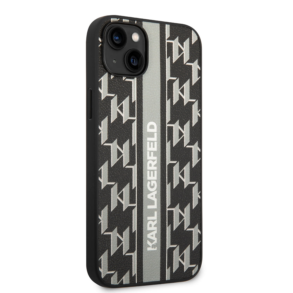 Case for Apple iPhone 14 Plus, Karl Lagerfeld, Monogram Stripe, Grey