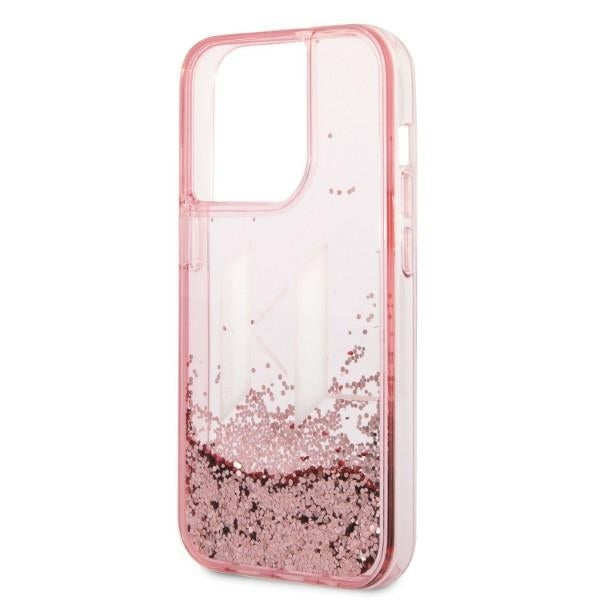 Case for Apple iPhone 14 Pro, Karl Lagerfeld, Glitter Liquid Big KL, Pink