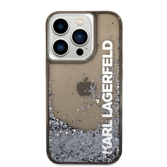Case for Apple iPhone 14 Pro, Karl Lagerfeld, Liquid Glitter KL Logo, Black