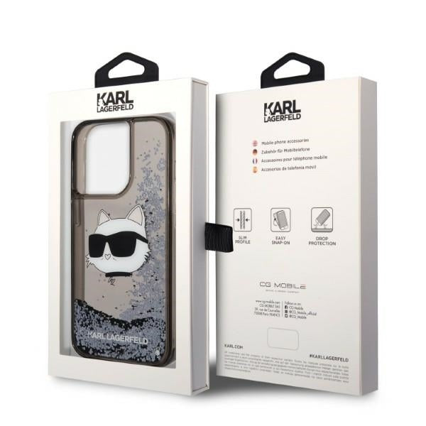 Case for Apple iPhone 14 Pro Max, Karl Lagerfeld, Glitter Choupette's Head, Black