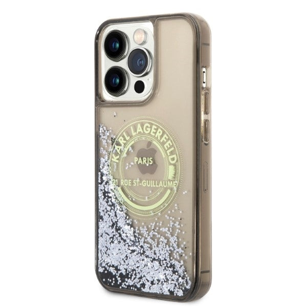 Case for Apple iPhone 14 Pro Max, Karl Lagerfeld, Liquid Glitter RSG, Black