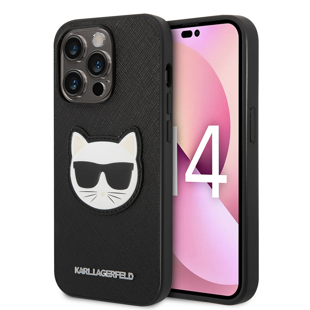 Case for Apple iPhone 14 Pro Max, Karl Lagerfeld, Saffiano Choupette's Head, Black