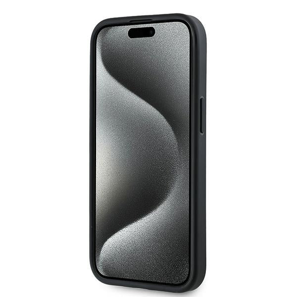 Case for Apple iPhone 15 Plus, Karl Lagerfeld, Diagonal Quilted Script, Black