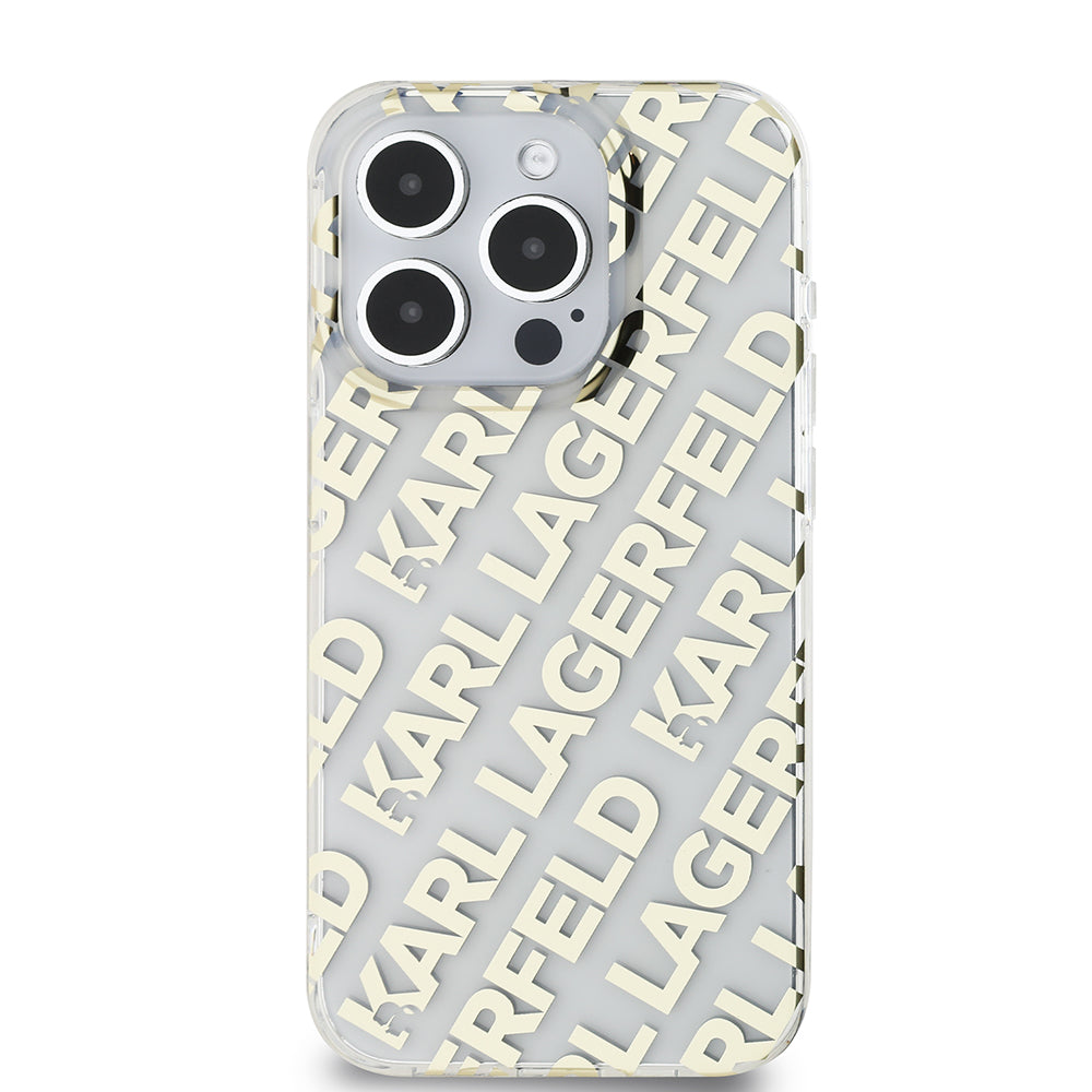 Case for Apple iPhone 15 Pro Max, Karl Lagerfeld, IML Luxury Gold Fullover Logo, Gold