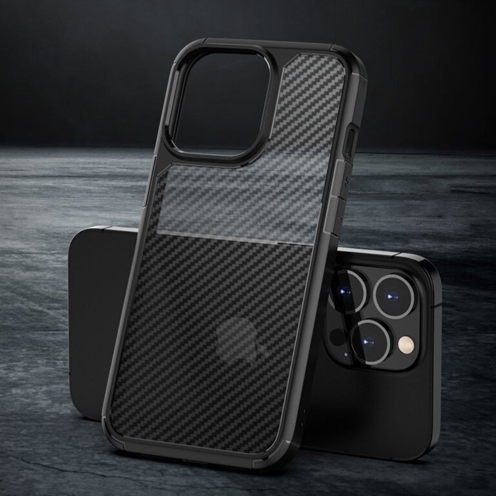 Case for Apple iPhone 15 Pro Max, Techsuit, CarbonFuse, Black