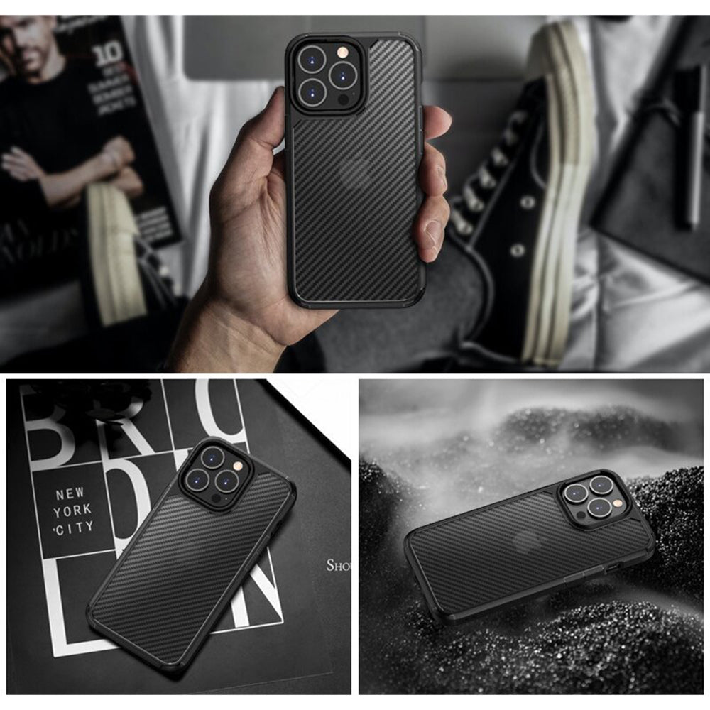 Case for Apple iPhone 15 Pro Max, Techsuit, CarbonFuse, Black