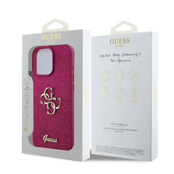 Case for Apple iPhone 16, Guess, Fixed Glitter Big 4G, Purple