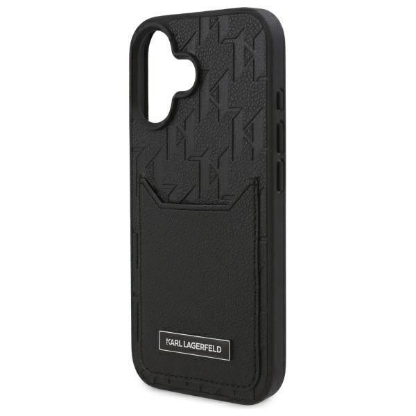Case for Apple iPhone 16, Karl Lagerfeld, Cardslots Monogram, Black