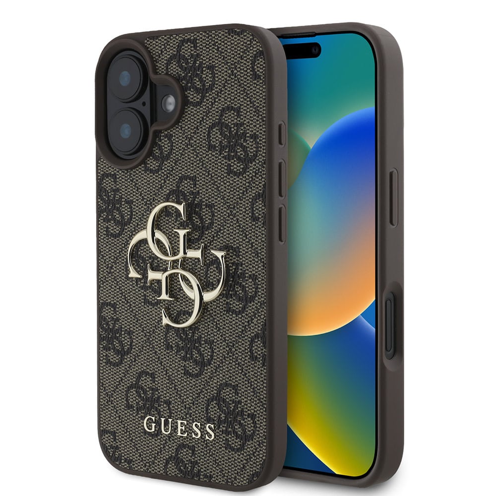 Case for Apple iPhone 16 Plus, Guess, 4G Big Logo, Brown