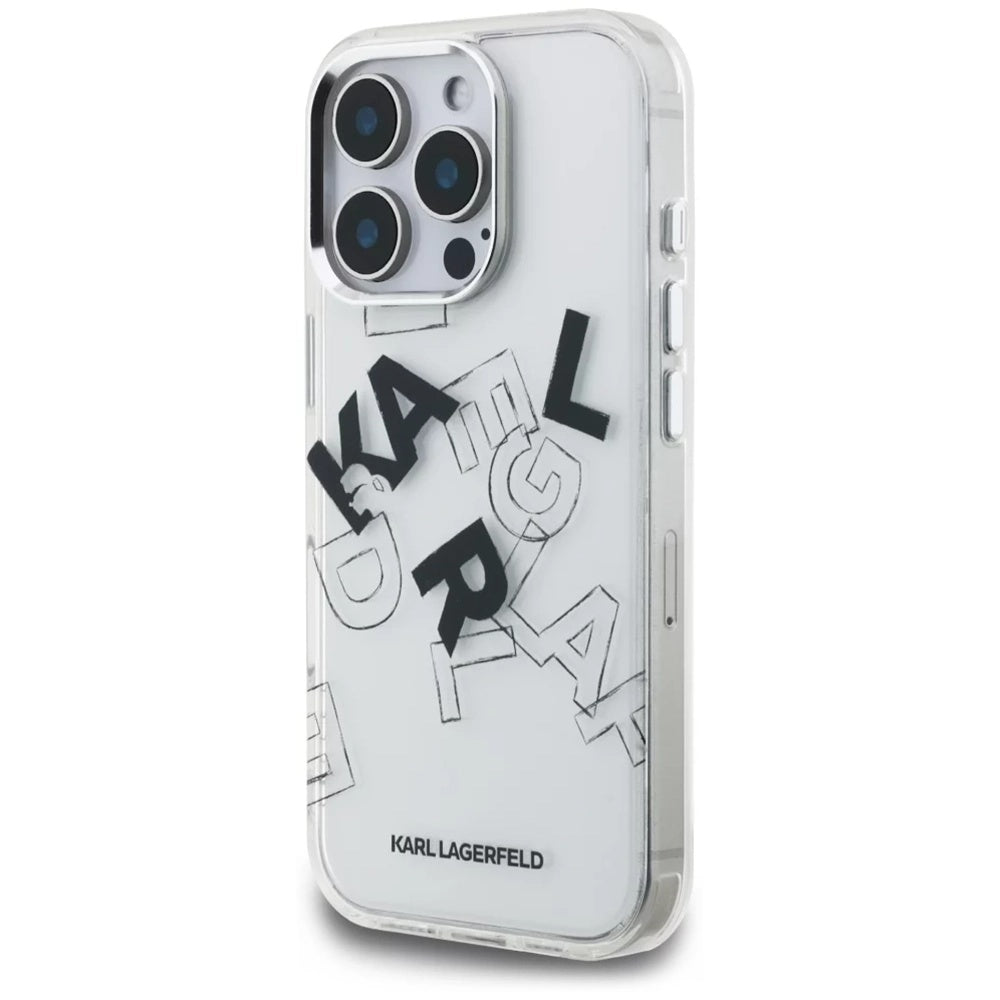 Case for Apple iPhone 16 Pro, Karl Lagerfeld, IML Sketched Graphic Logo, Transparent