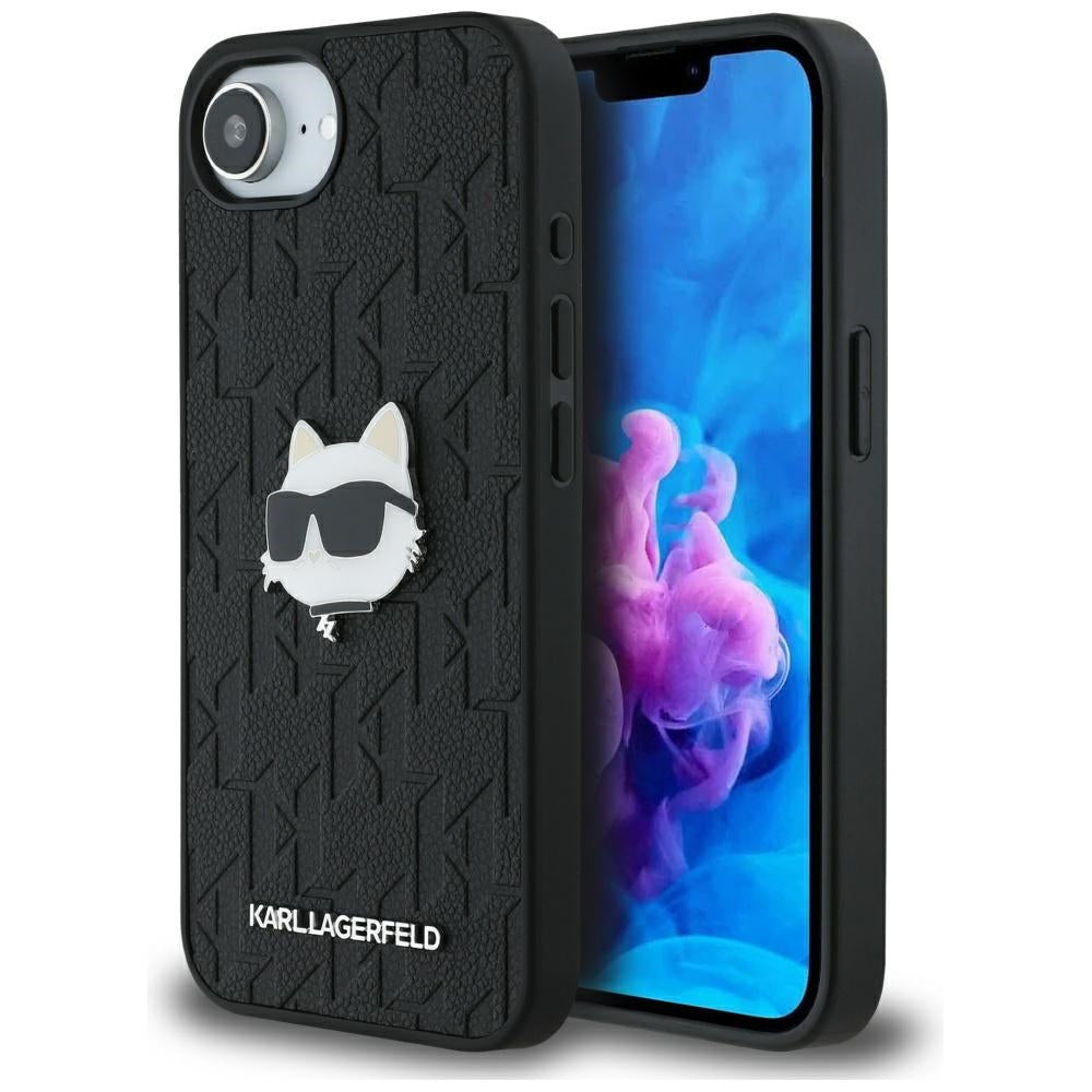 Case for Apple iPhone 17e / 16e, Karl Lagerfeld, Monogram Choupette's Head, Black