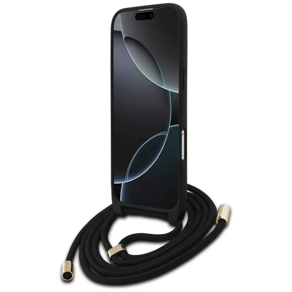 Case for Apple iPhone 17 Air, Guess, Crossbody Cord 4G Big Logo, Black
