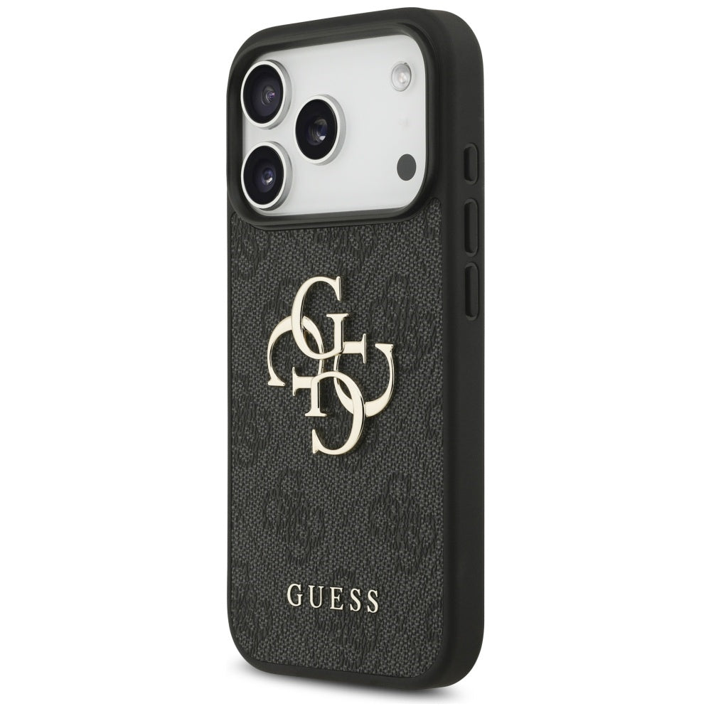 Case for Apple iPhone 17 Pro, Guess, 4G Classic Logo with Strap, Black