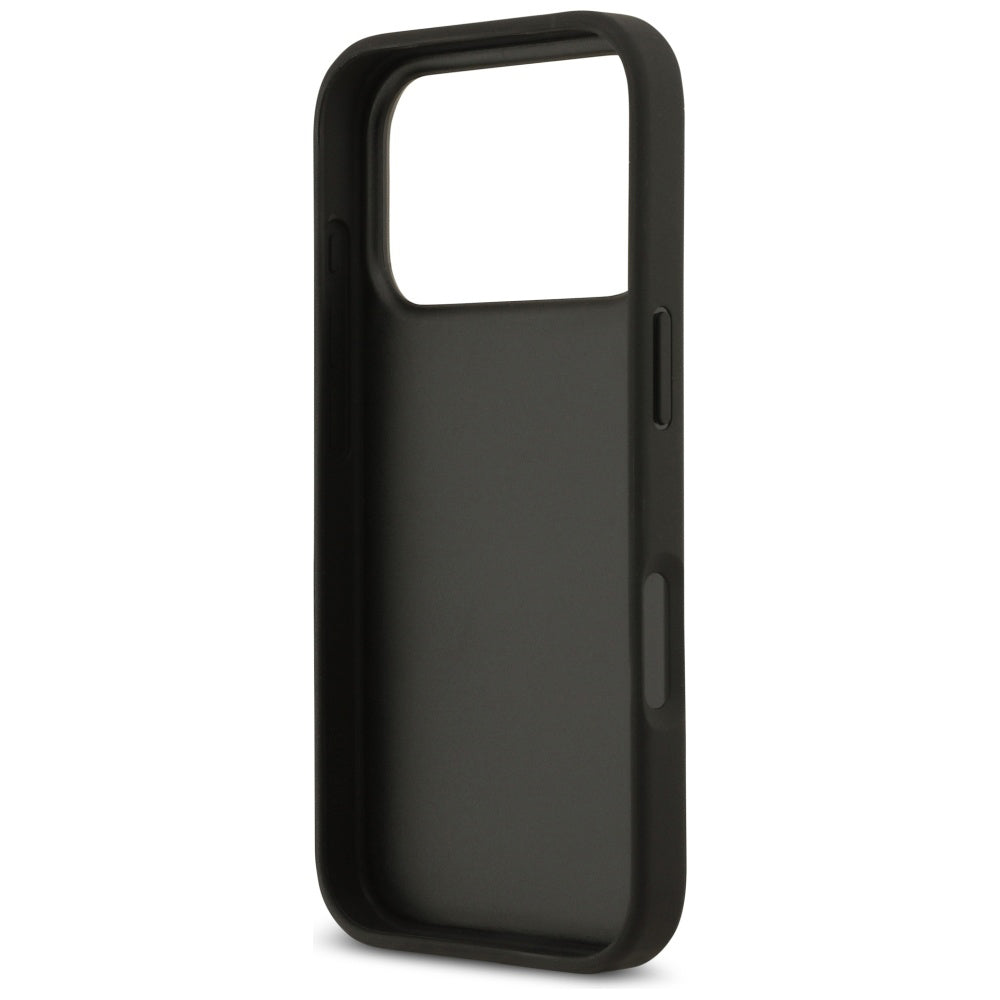 Case for Apple iPhone 17 Pro, Guess, 4G Grained Roses Big Logo, Black