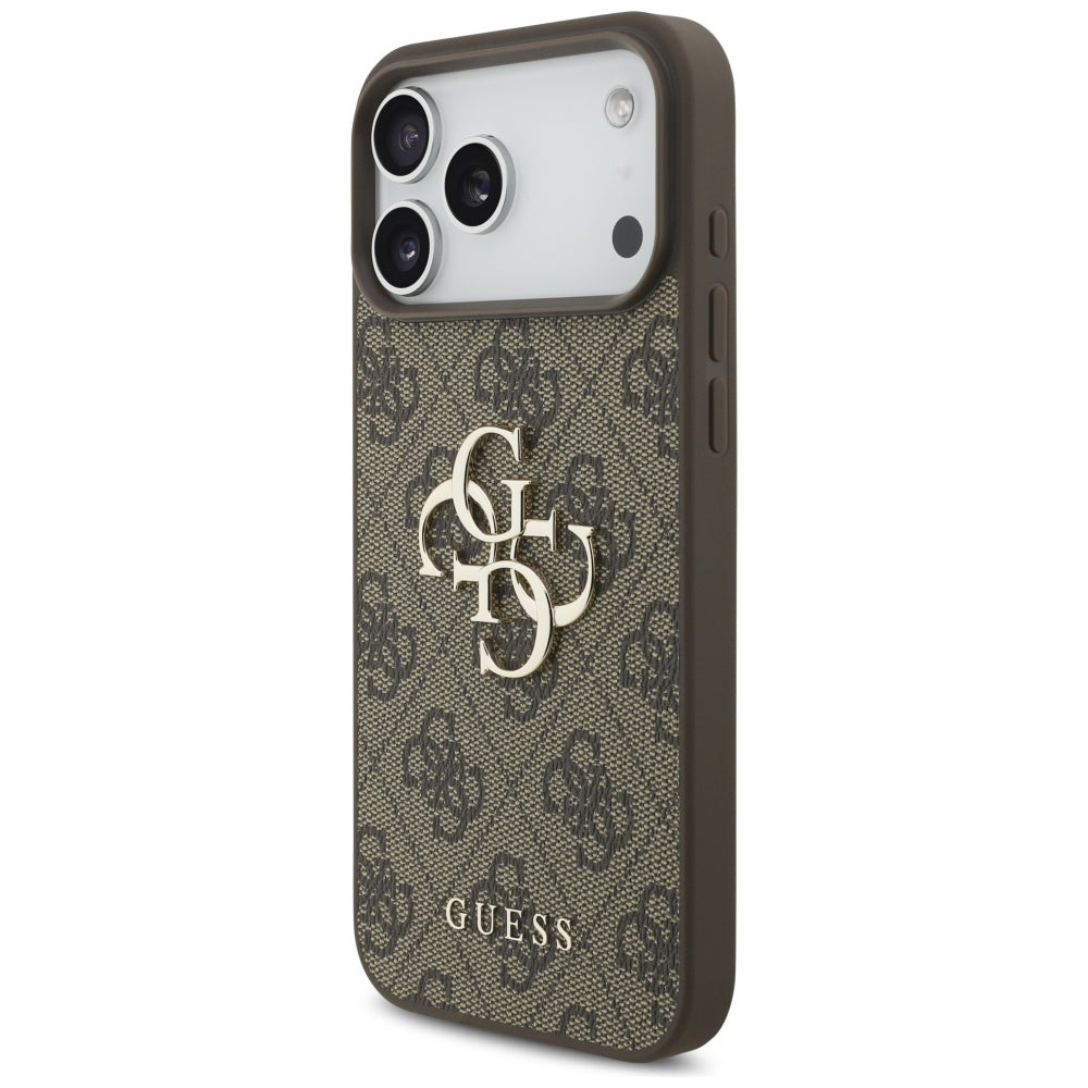 Case for Apple iPhone 17 Pro Max, Guess, 4G Classic Logo with Pearl Strap, Brown