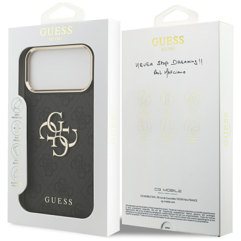 Case for Apple iPhone 17 Pro Max, Guess, Big 4G Logo Classic, Black Gold